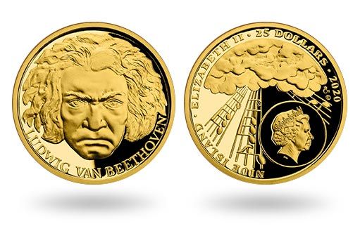 золотые монеты Ниуэ чествуют Людвига ван Бетховена