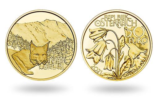 золотая монета Австрии Рысь и колокольчики