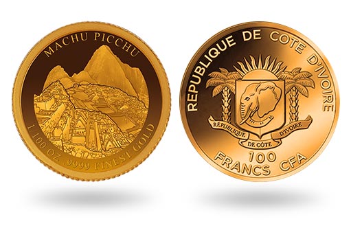 городу Мачу-Пикчу на золотых монетах Кот-д’Ивуар