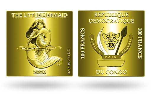 русалочка стала героем выпуска золотых монет Конго