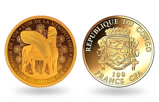 грифон из Месопотамии на золотой монете Конго