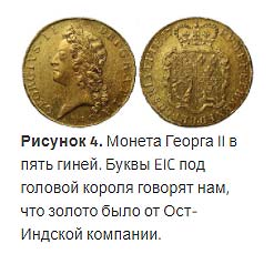 монета Георга II пять гиней