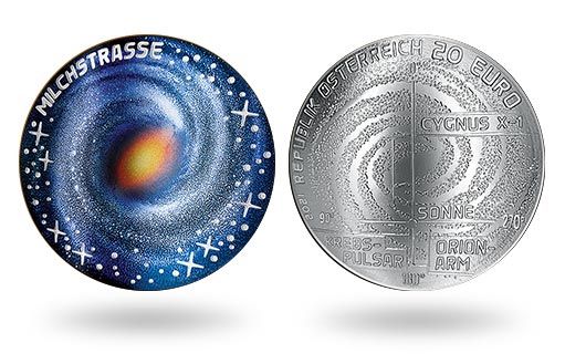 Австрия выпускает серебряную памятную монету нестандартной формы Млечный путь