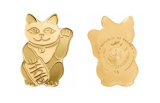 Монеты в виде японской денежной кошки Манеки