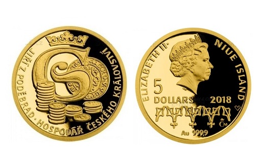 Золотая монета Ниуэ, посвященных средневековому королю