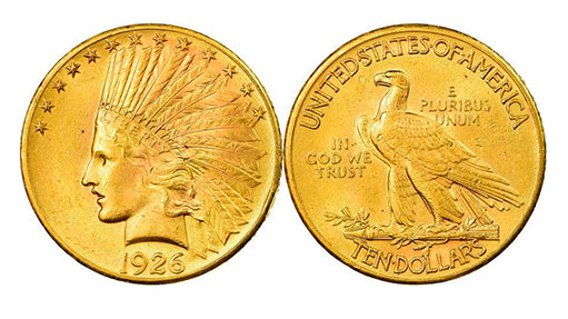 золотая монета Голова Индейца