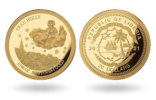 Либерия представила золотые монеты Госпожа Метелица