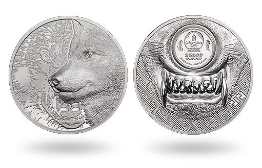 волк стал героем выпуска платиновых монет Монголии