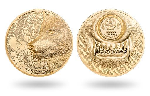 золотые монеты Монголии посвятили волку