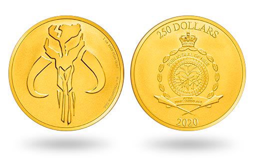 череп Мифозавра изображен на золотой монете Ниуэ