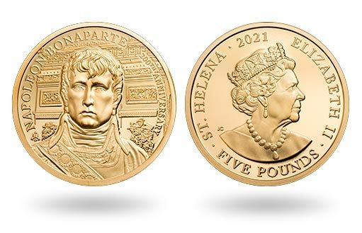 золотые монеты Острова Святой Елены с портретом Наполеона