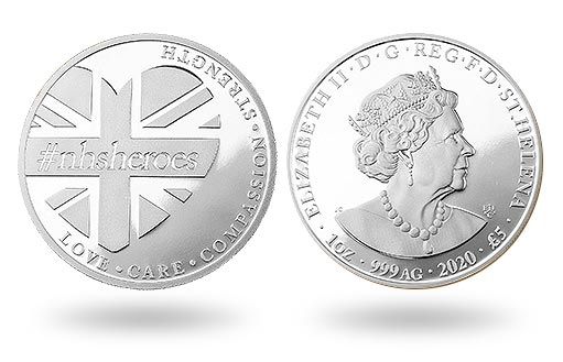 серебряная монета острова Святой Елены призывает поддержать сотрудников NHS