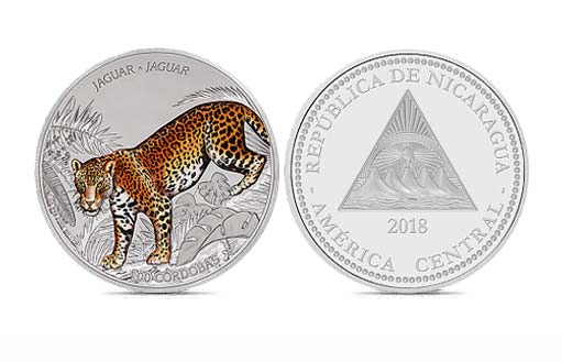 Монета с изображением ягуара Никарагуа