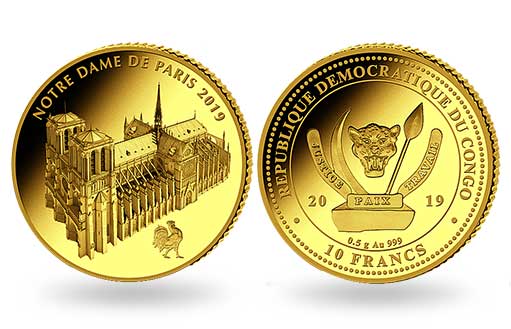 Восстановление Нотр-Дам-де-Пари изображено на золотой монете Конго