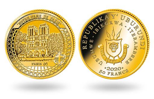 Нотр-Дам-де-Пари возвышается на золотых монетах Бурунди