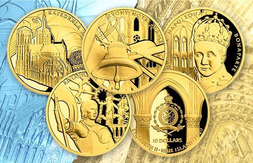 годовщина пожара Нотр-Дам-де-Пари на золотых монетах Ниуэ