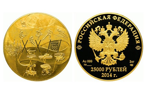 золотые монеты в честь Олимпийских игр и содержащие их символику