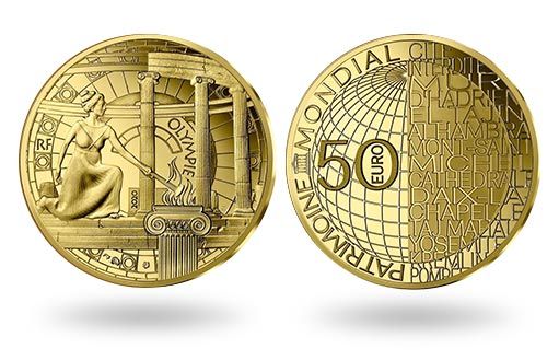 Олимпия воспета на золотых монетах Франции