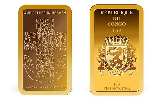 христианская молитва воспроизведена на золотых монетах Конго