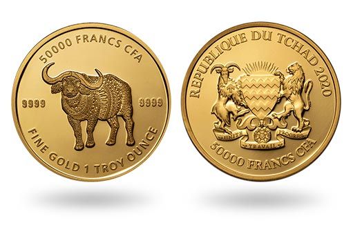 могучий буйвол украсил золотые монеты Чада