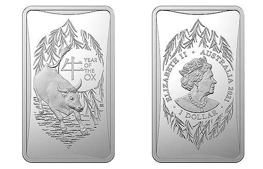 серебряные монеты-слитки Австралии к изображением быка