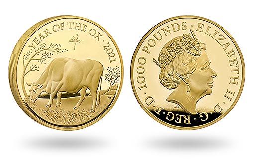 золотые монеты Британии к 2021 Году Быка 