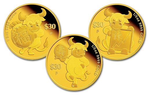 символы 2021 года украсили золотые монеты Тувалу