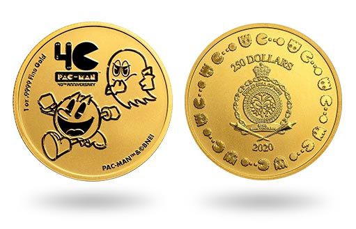персонаж Пакман на золотых монетах Ниуэ