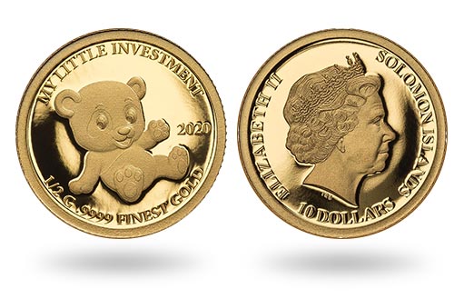 детеныш панды на золотых монетах Соломоновых островов