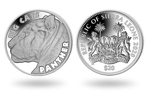 пантера изображена на серебряных монетах Сьерра-Леоне
