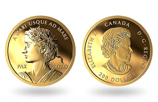 Леди Мира на канадской монете из золота «Золотой доллар мира»