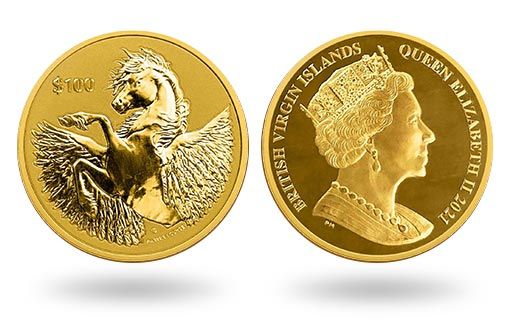 от имени Британских Виргинских островов выпущена золотая монета Пегас