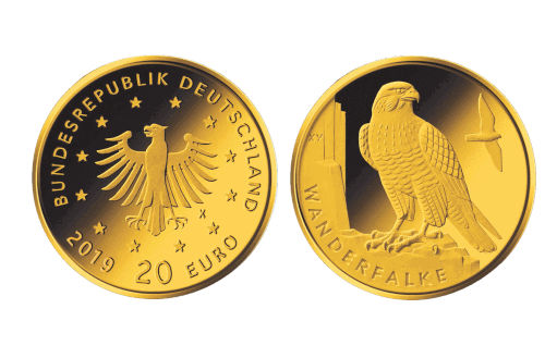 сапсан на золотых монетах Германии