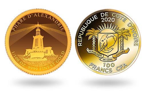 Александрийский маяк на золотых монетах Кот-д’Ивуара