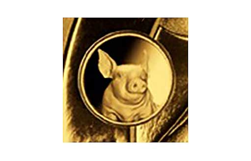 Поросенок в кружке, который символизирует наступивший 5 февраля год Свиньи