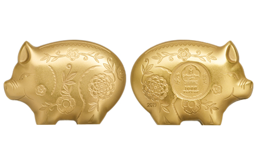 Серебряная плакированая золотом монета «Год Свиньи»
