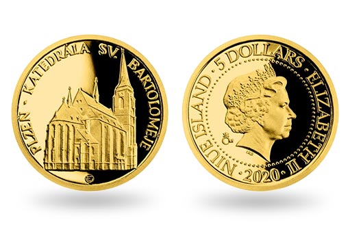 Пльзеньский собор возвышается на золотых монетах Ниуэ