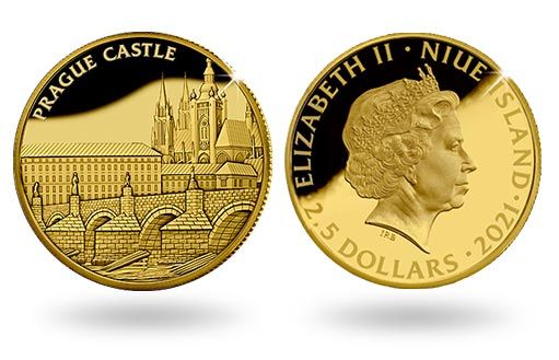 для Ниуэ отчеканили золотую монету Пражский град