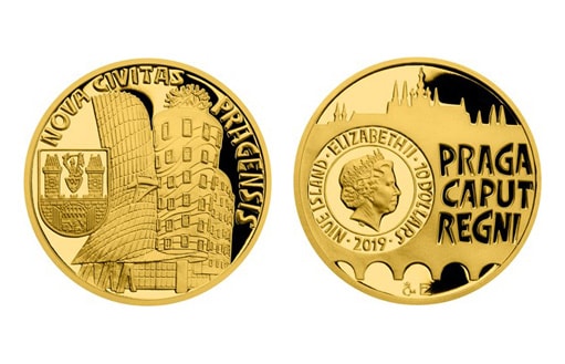 Коллекционная золотая монета из серии «История Праги», посвященная «Новому городу в Праге»