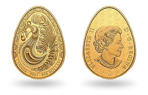 Золотая писанка на золотой монете Канады