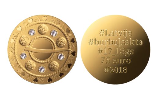 Старинное украшение «Пузырьковая фибула» на золотых латвийских монетах