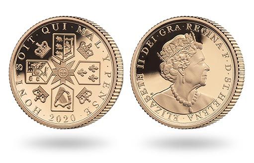 четверть соверена Георга III на золотой монете Острова Святой Елены