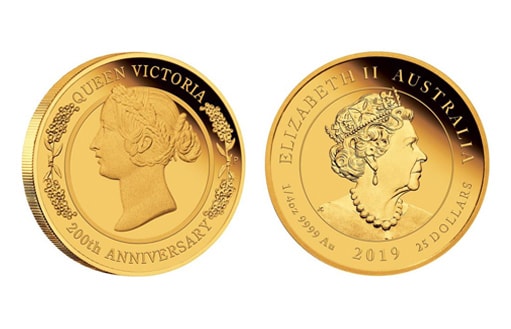 Памятная золотая монета к двухсотлетнему юбилею королевы Великобритании Виктории