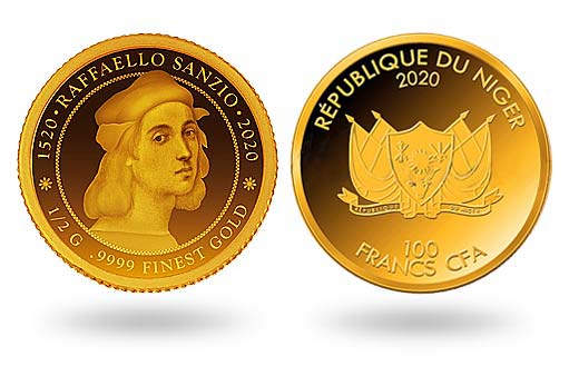 Рафаэль Санти на золотых монетах Республики Нигер