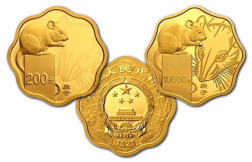 Памятные золотые монеты в форме цветка камеи, приуроченные к году Крысы