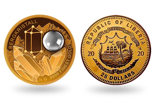 либерийская золотая монета с хрусталем