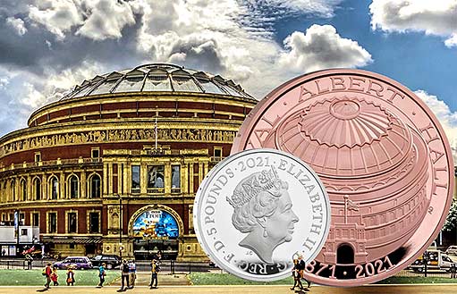 золотые и серебряные монеты Британии в честь 150-летия открытия Альберт-холла