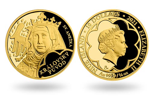 золотая монета Ниуэ Агнесса Чешская