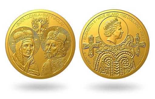 от имени Ниуэ отчеканены золотые монеты в память Чешских святых Вацлава и Людмилы