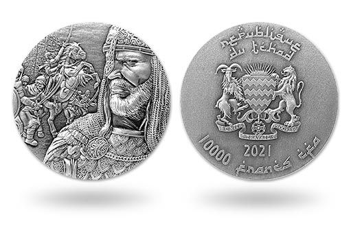 египетский султан Салах ад-Дин на монетах Чада из серебра
